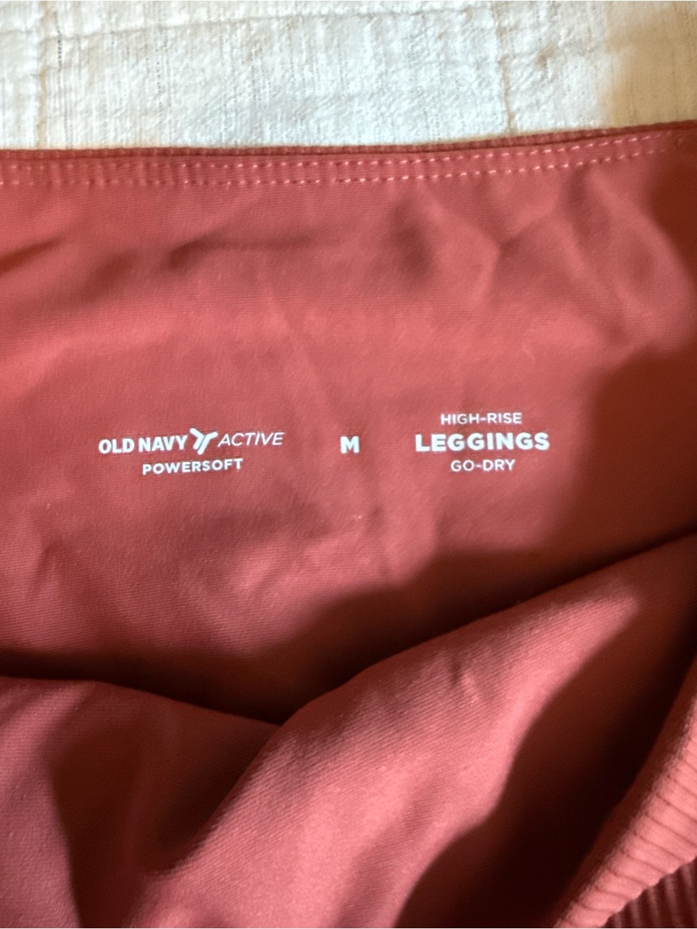 Old Navy Active PowerSoft Rust Ribbed Leggings M High Rise Pockets - Picture 3 of 9